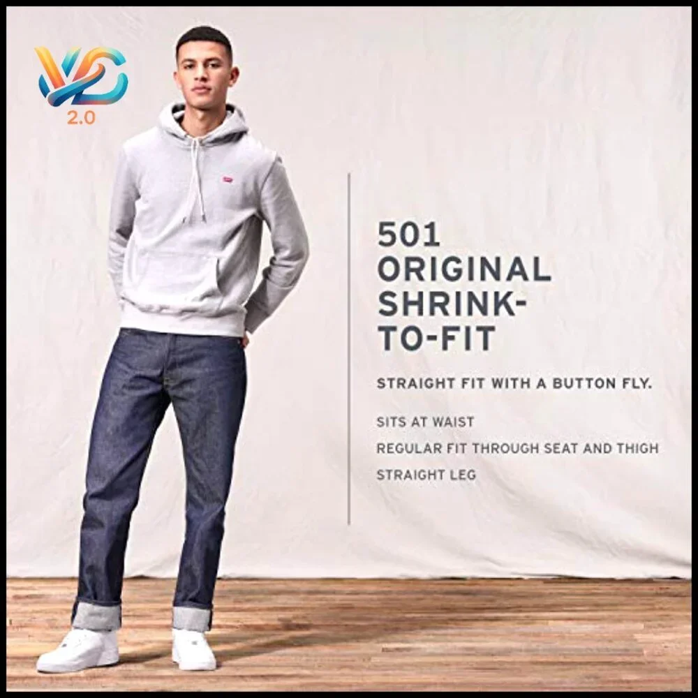 Shrink-to-Fit‎ Straight Leg Jeans, Regular Fit, US Cotton